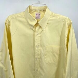 Brooks Brothers Mens 16-34 Traditional Fit Yellow Cotton Oxford Shirt 1818
